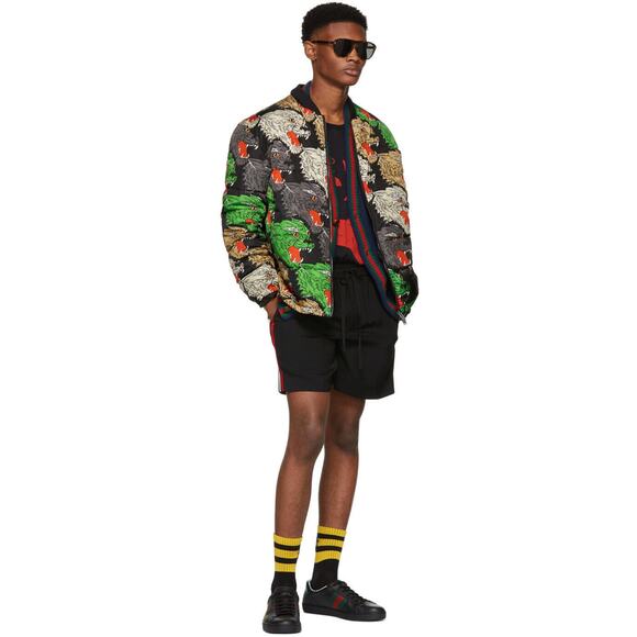 Gucci Mens Black New Ace Guccy Leather Gold Flat Low Top Lace Sneakers G 6.5 7.5 - Picture 4 of 12